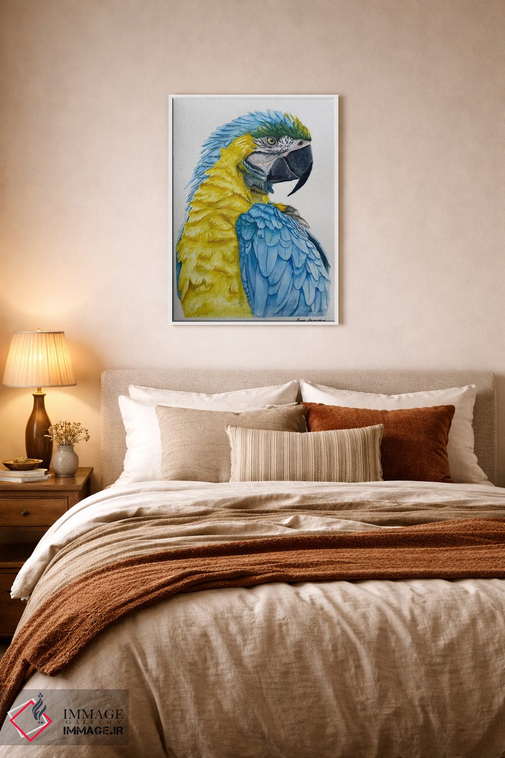 تابلو دکوراتیو طوطی آبی و زرد اثر لوسیا کازاردووا - D5W