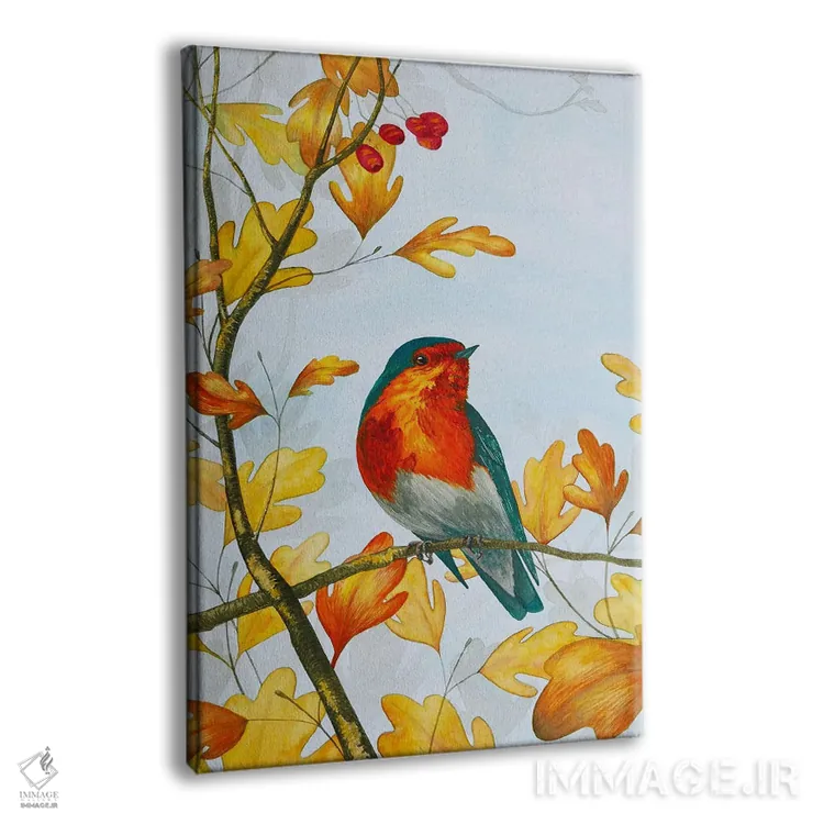 تابلو دکوراتیو سینه سرخ پاییزی اثر کارینا دانیلچوک - نمای پرسپکتیو محصول