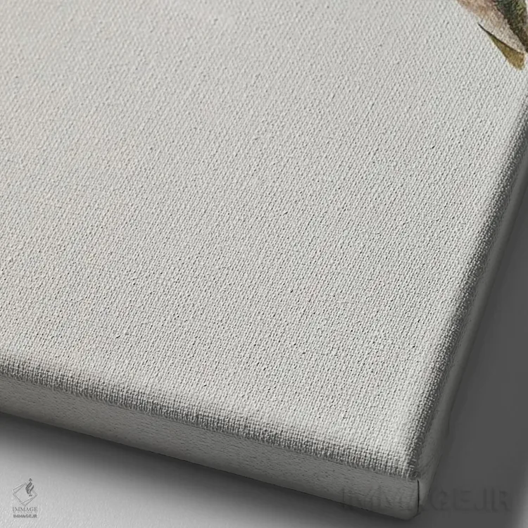 تابلو مینیمال مرغ مگس خوار با گل شقایق اثر کارینا دانیلچوک - نمای نزدیک بافت بوم