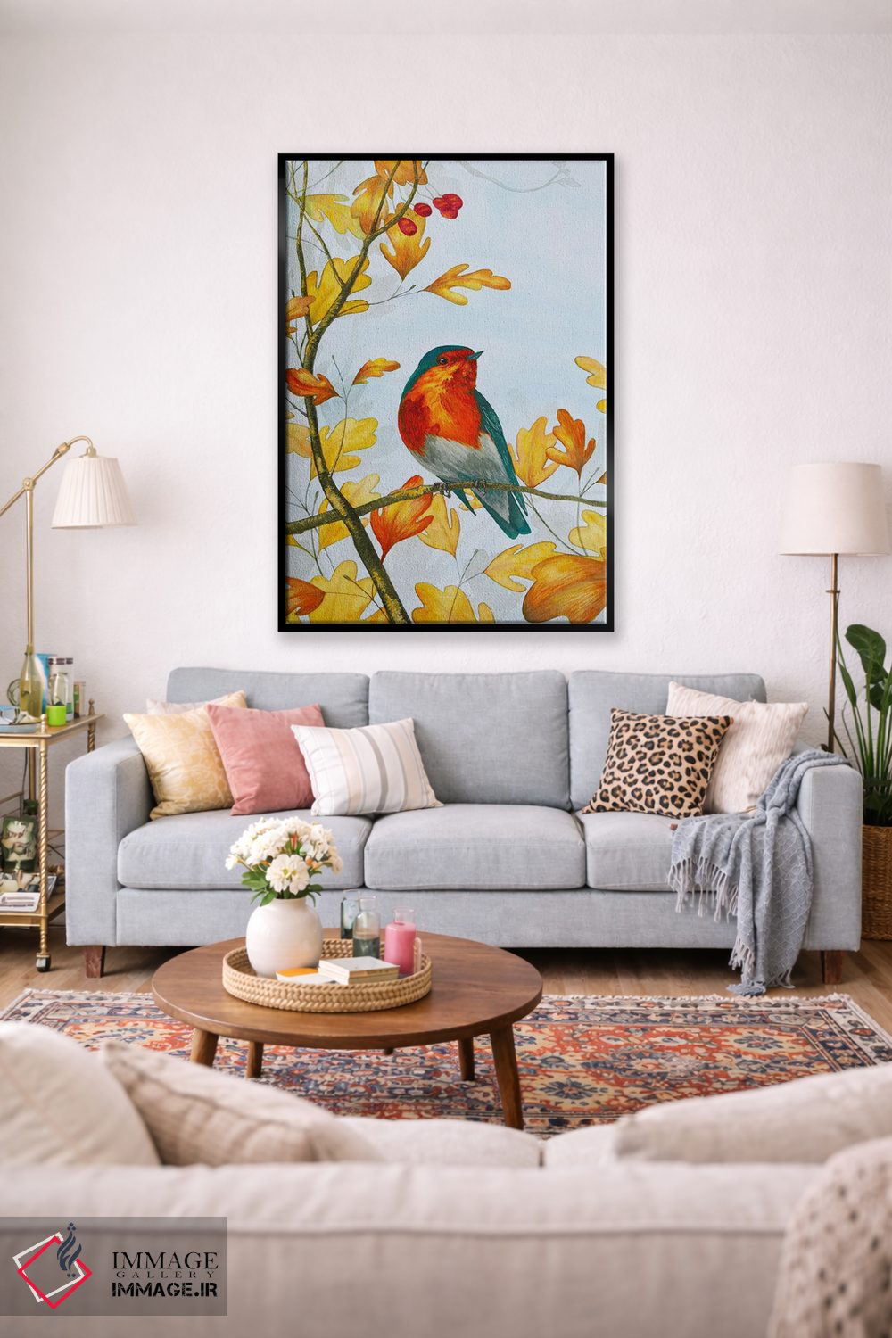 تابلو دکوراتیو سینه سرخ پاییزی اثر کارینا دانیلچوک - D1B