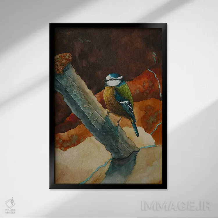 تابلو دکوراتیو شمشیر لودوتا اثر کارینا دانیلچوک - نمای قابدار مشکی