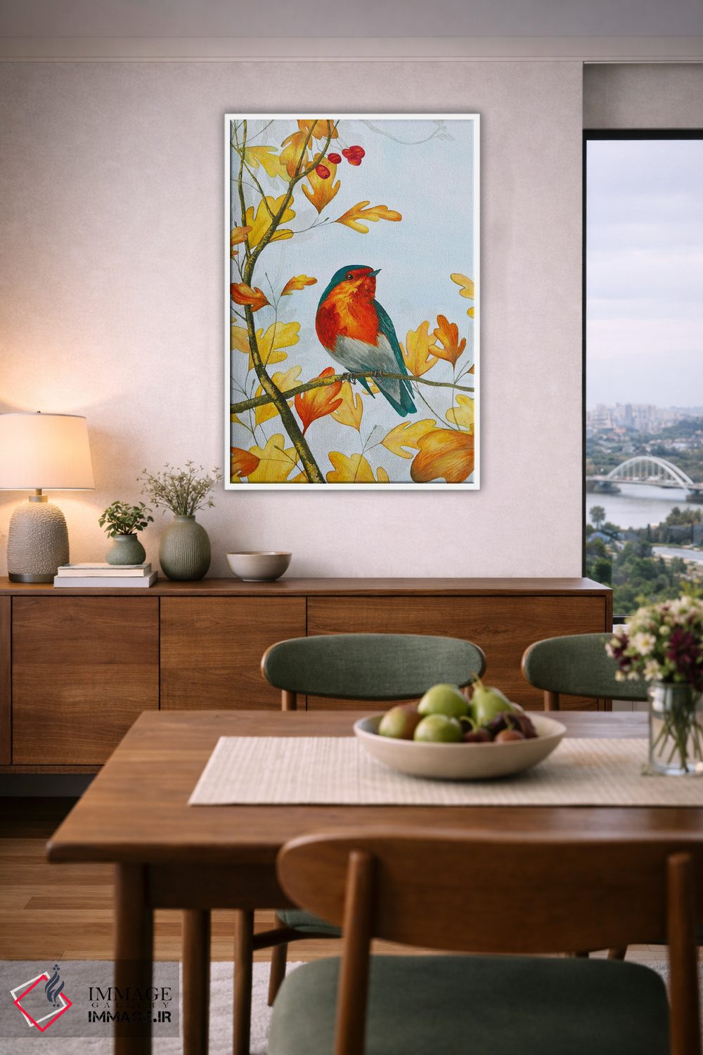 تابلو دکوراتیو سینه سرخ پاییزی اثر کارینا دانیلچوک - D6W