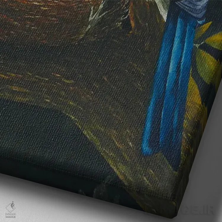 تابلو دکوراتیو پرنده با لانه اثر کارینا دانیلچوک - نمای نزدیک بافت بوم