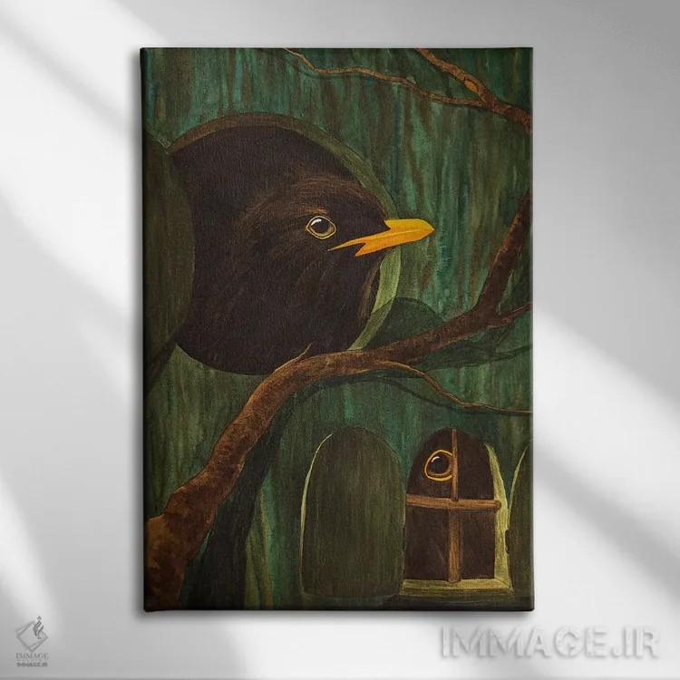 تابلو دکوراتیو خانه درختی با توکاها اثر کارینا دانیلچوک - نمای روبهرو روی دیوار