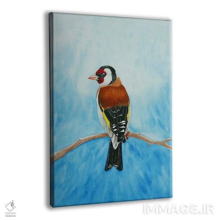 تابلو دکوراتیو فنچ طلایی زمستانی اثر کارینا دانیلچوک - نمای پرسپکتیو محصول