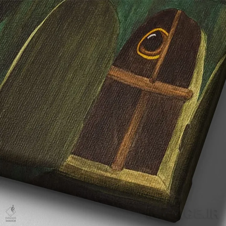 تابلو دکوراتیو خانه درختی با توکاها اثر کارینا دانیلچوک - نمای نزدیک بافت بوم