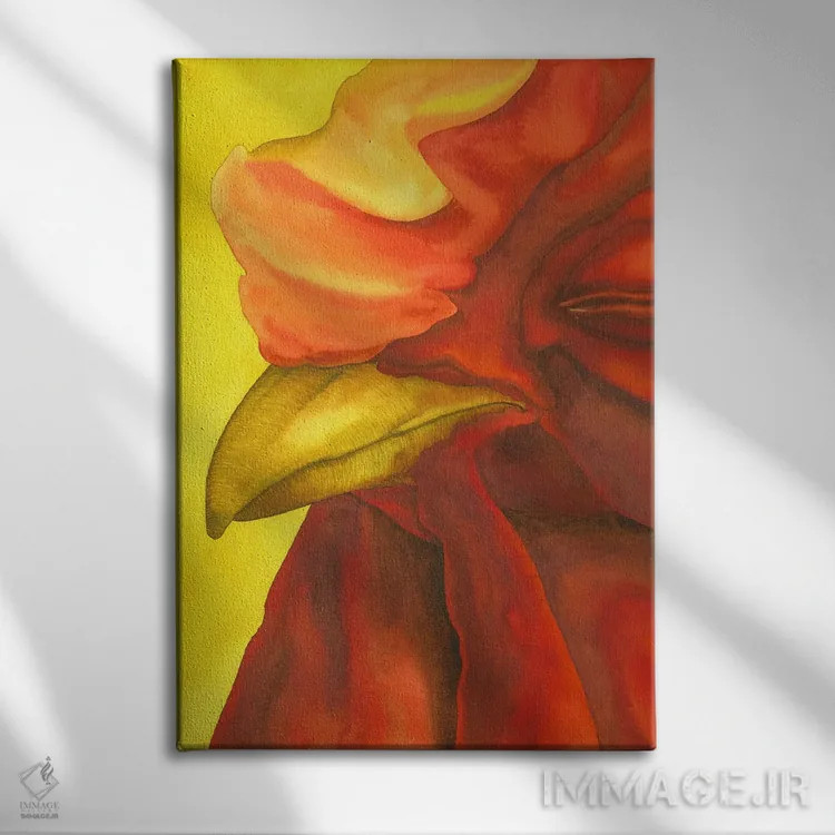 تابلو دکوراتیو خروس در آتش I اثر کارینا دانیلچوک - نمای روبهرو روی دیوار