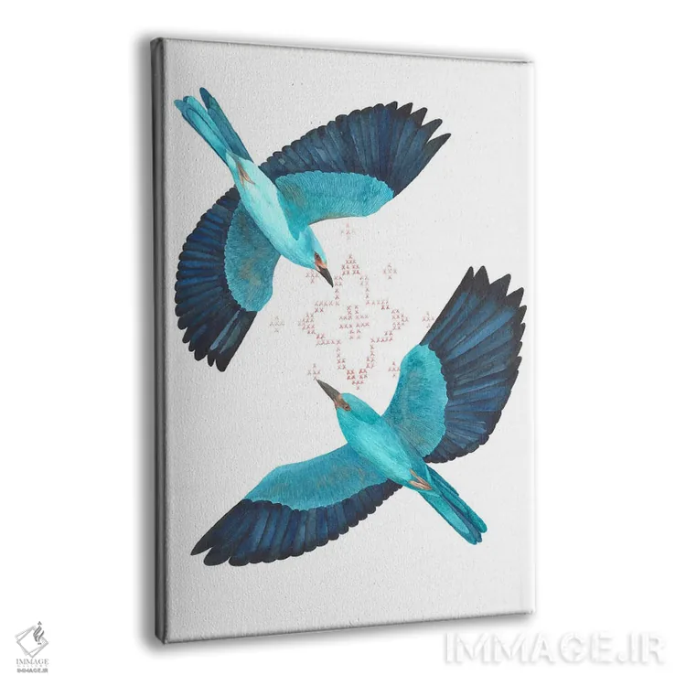 تابلو دکوراتیو دو غلت زن اروپایی در پرواز اثر کارینا دانیلچوک - نمای پرسپکتیو محصول