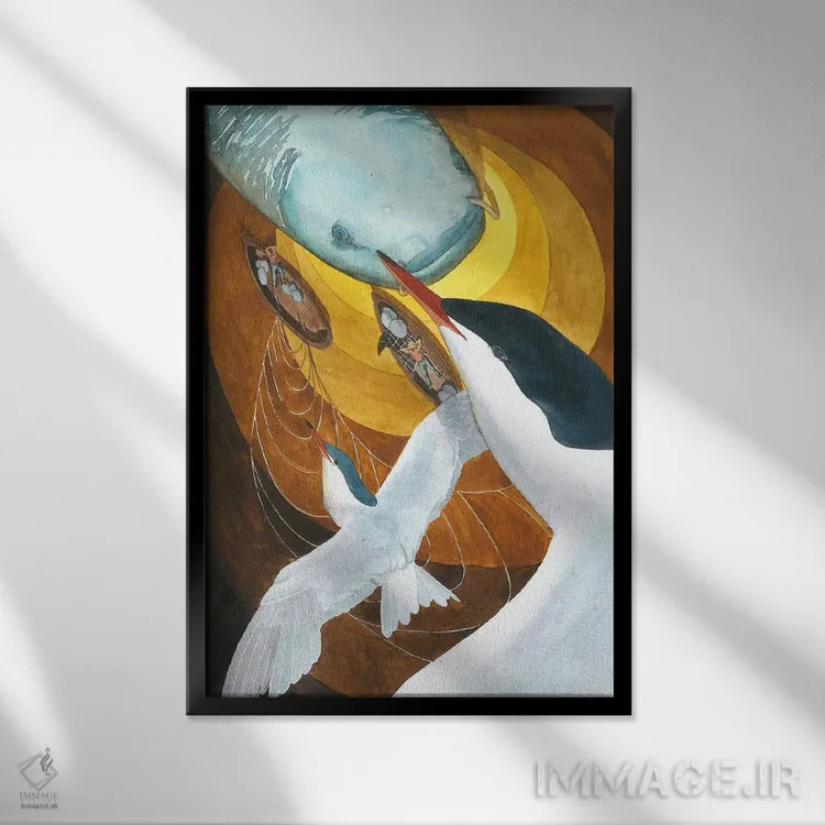 تابلو دکوراتیو سینه بند سکاها اثر کارینا دانیلچوک - نمای قابدار مشکی