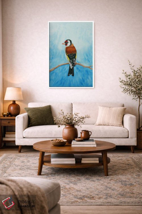 تابلو دکوراتیو فنچ طلایی زمستانی اثر کارینا دانیلچوک - D2W