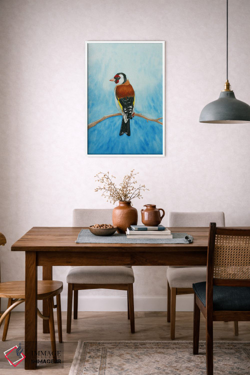 تابلو دکوراتیو فنچ طلایی زمستانی اثر کارینا دانیلچوک - D5W