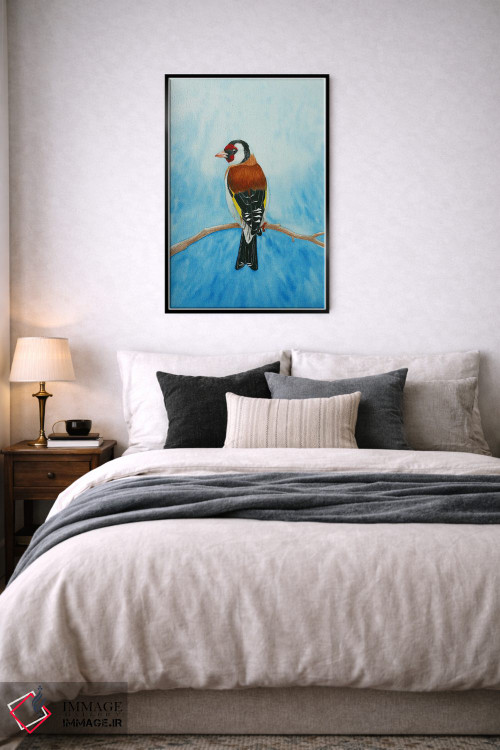 تابلو دکوراتیو فنچ طلایی زمستانی اثر کارینا دانیلچوک - D6B