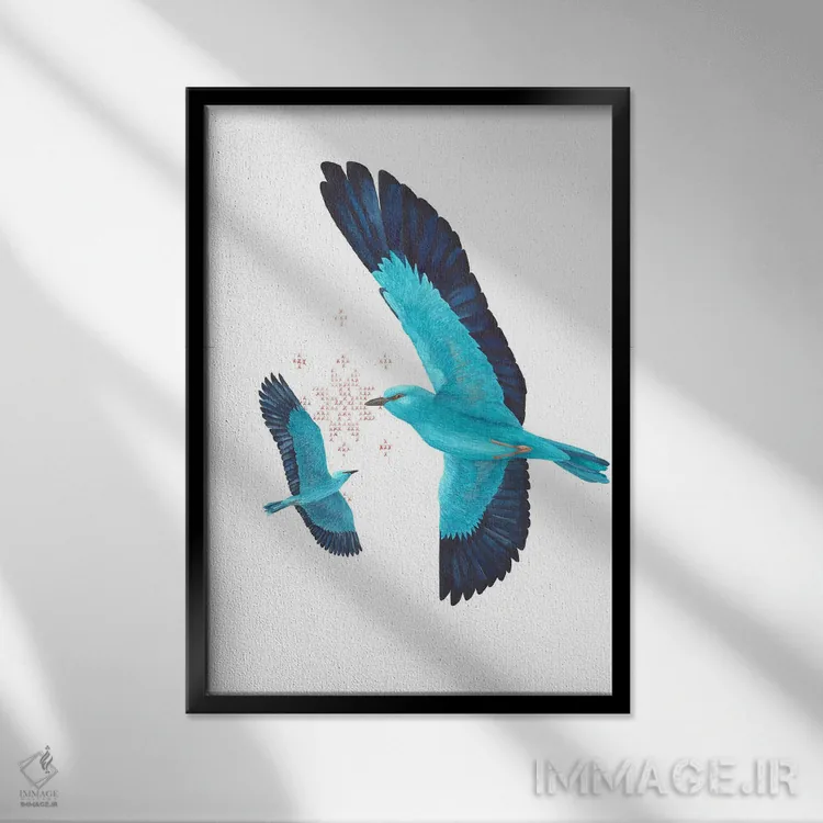 تابلو دکوراتیو دو غلت زن اروپایی در دیدار اثر کارینا دانیلچوک - نمای قابدار مشکی