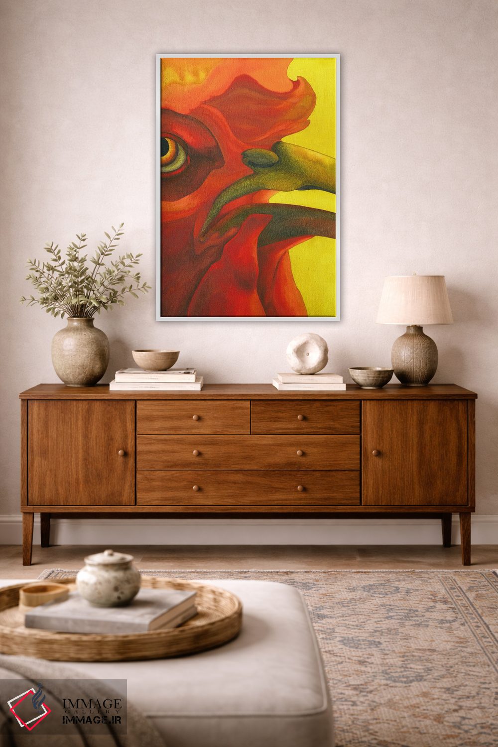 تابلو دکوراتیو خروس در آتش II اثر کارینا دانیلچوک - D1W