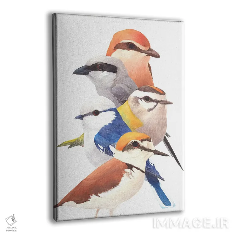 تابلو دکوراتیو پنج پرنده اثر کارینا دانیلچوک - نمای پرسپکتیو محصول
