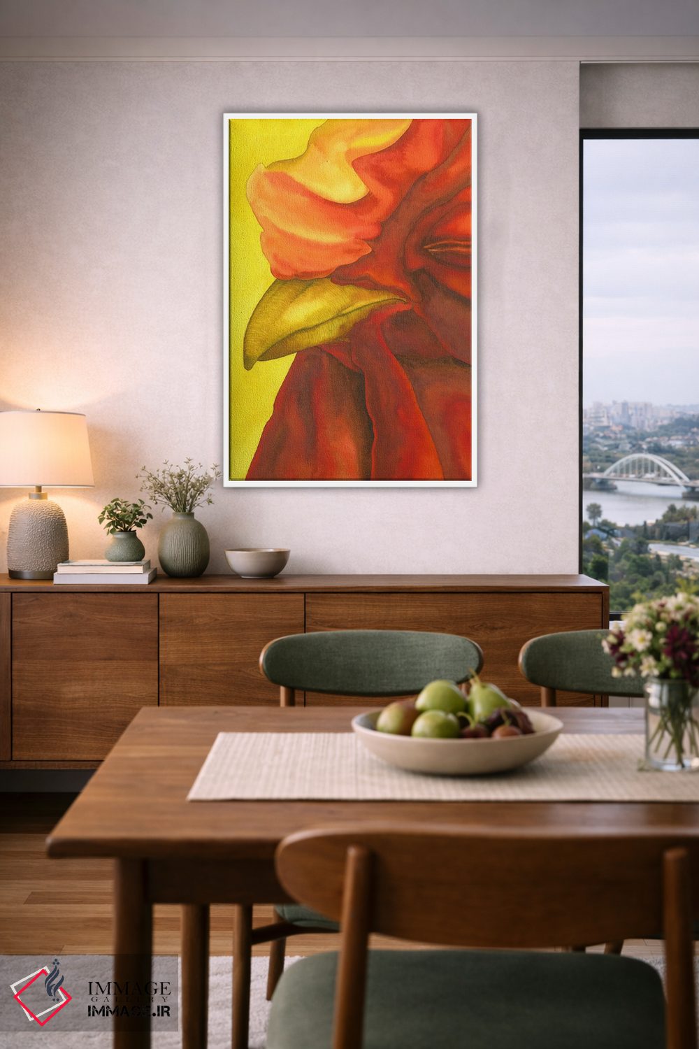 تابلو دکوراتیو خروس در آتش I اثر کارینا دانیلچوک - D6W