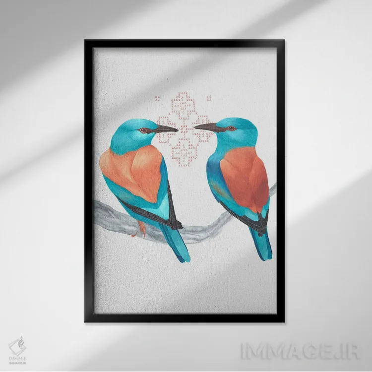 تابلو دکوراتیو دو غلت زن اروپایی دوباره به هم می رسند اثر کارینا دانیلچوک - نمای قابدار مشکی
