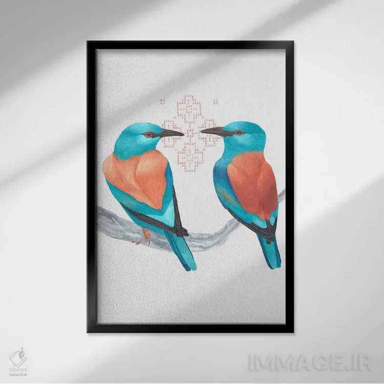 تابلو دکوراتیو دو غلت زن اروپایی دوباره به هم می رسند اثر کارینا دانیلچوک - نمای قابدار مشکی
