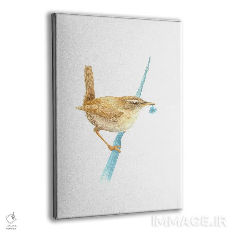 تابلو دکوراتیو فنچ اوراسیایی با گل پلاستیکی اثر کارینا دانیلچوک - نمای پرسپکتیو محصول