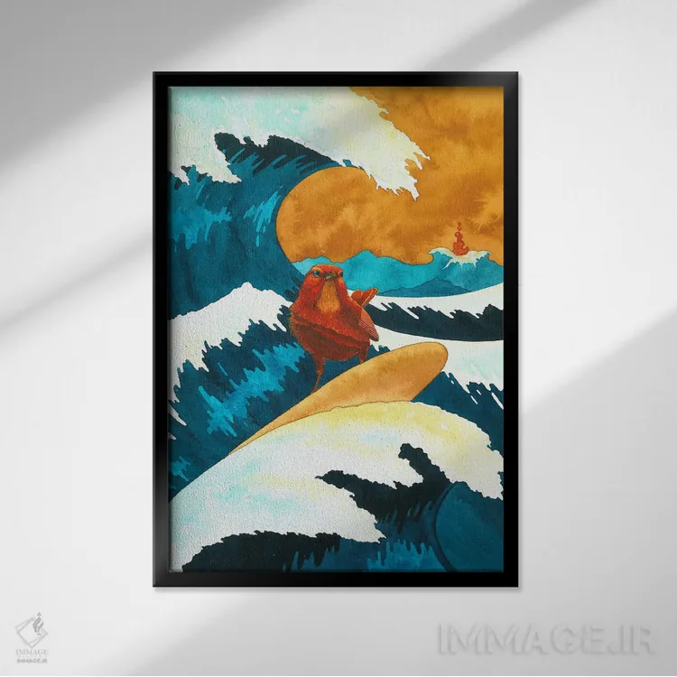 تابلو دکوراتیو پرنده شجاع اثر کارینا دانیلچوک - نمای قابدار مشکی