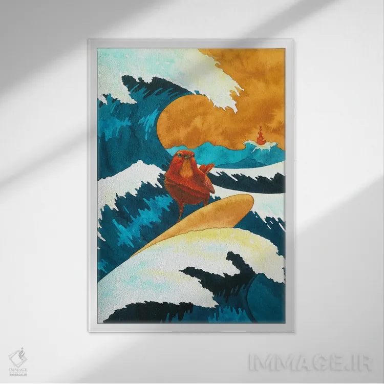 تابلو دکوراتیو پرنده شجاع اثر کارینا دانیلچوک - نمای قابدار سفید