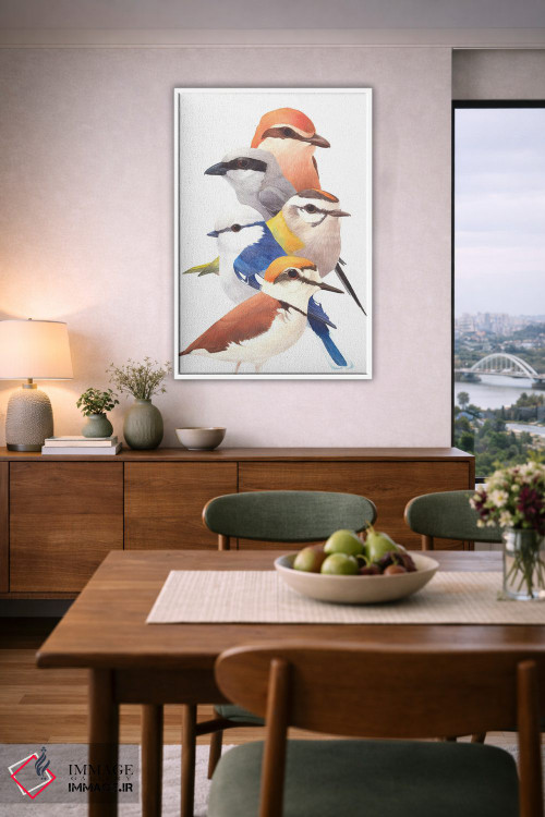 تابلو دکوراتیو پنج پرنده اثر کارینا دانیلچوک - D4W