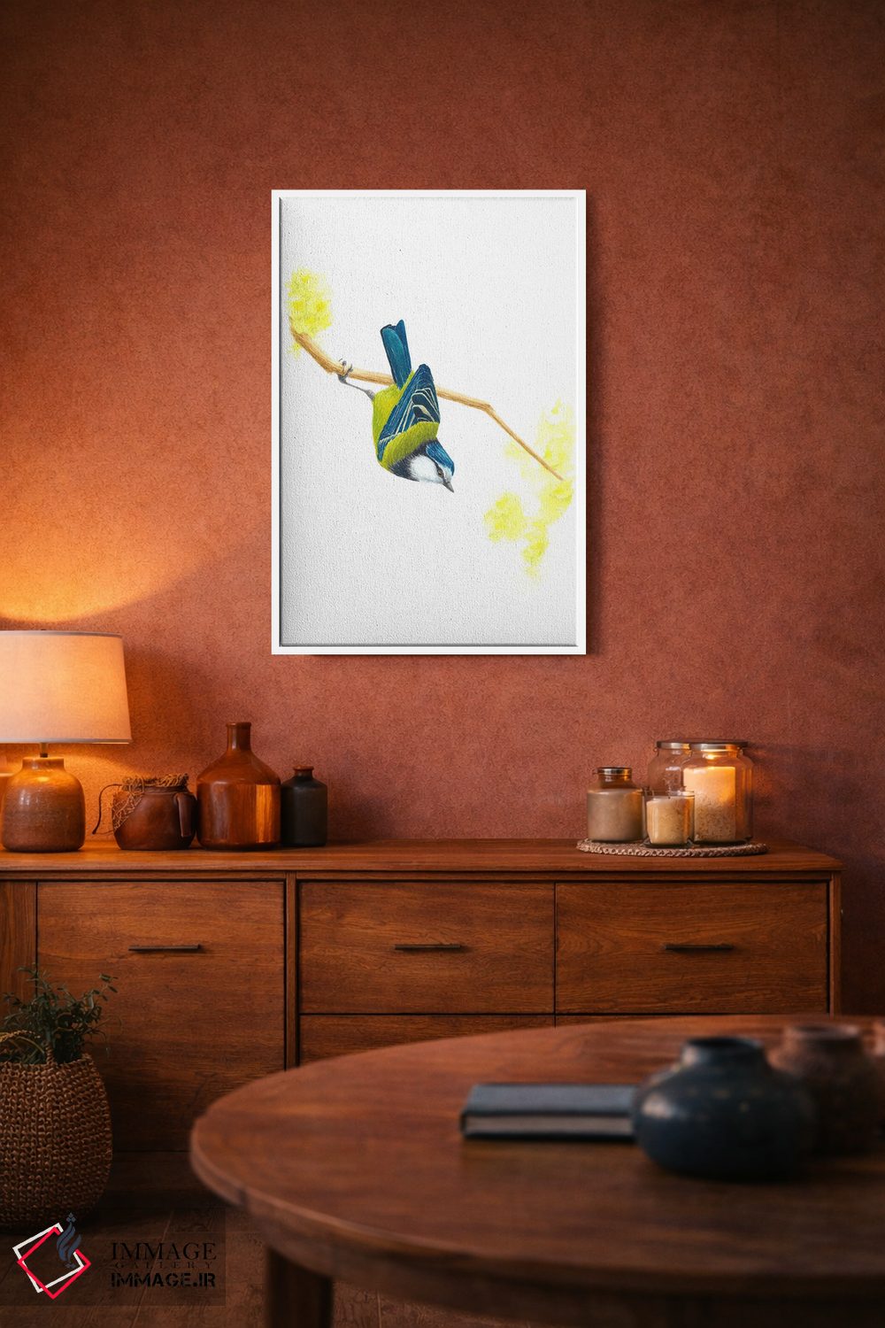 تابلو دکوراتیو فنچ آبی اثر کارینا دانیلچوک - D2W