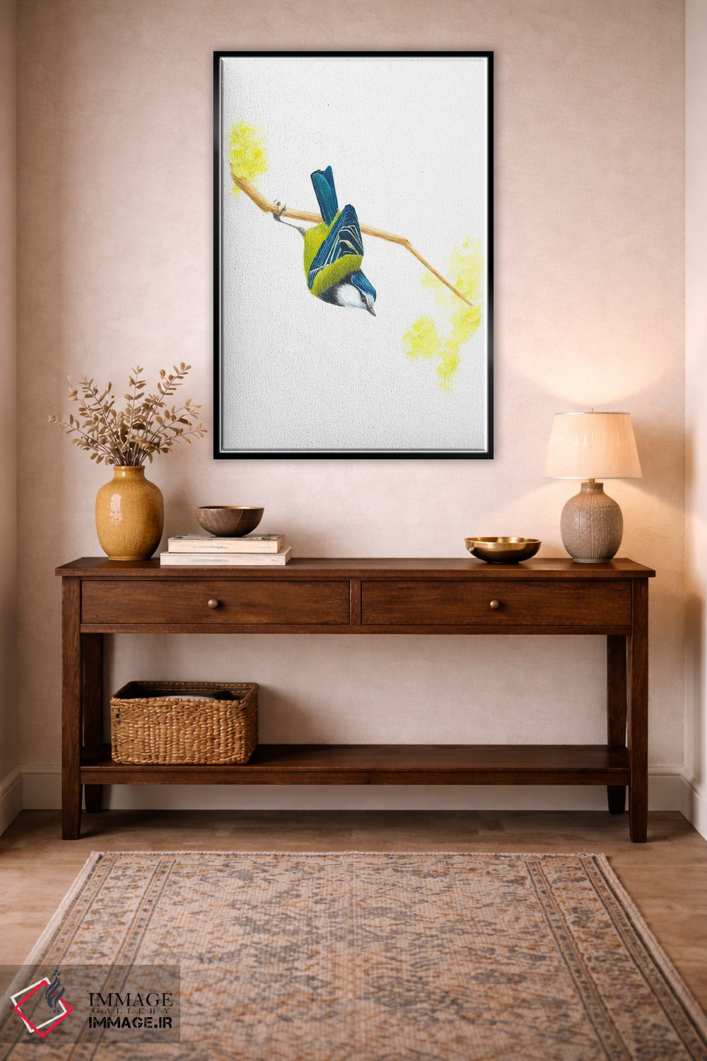 تابلو دکوراتیو فنچ آبی اثر کارینا دانیلچوک - D4B