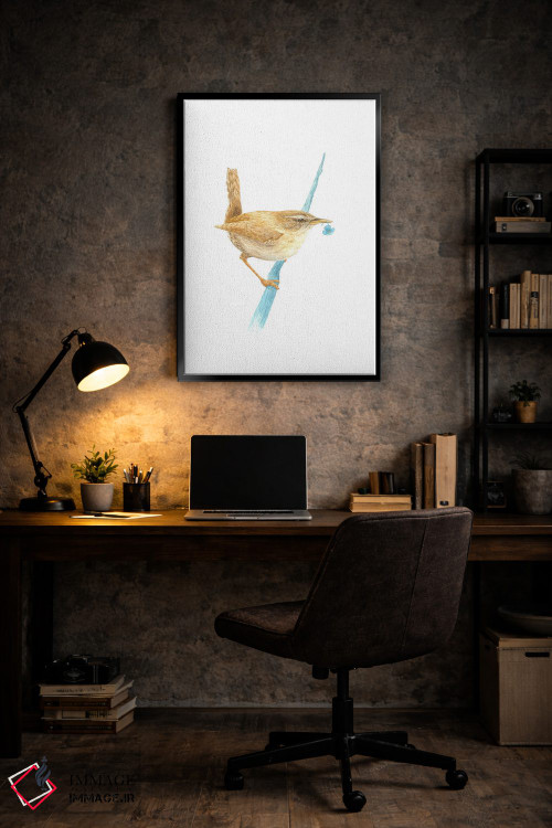 تابلو دکوراتیو فنچ اوراسیایی با گل پلاستیکی اثر کارینا دانیلچوک - D6B