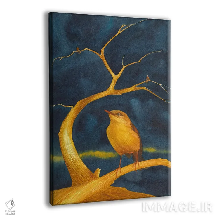 تابلو دکوراتیو درخت طلایی با پرنده طلایی اثر کارینا دانیلچوک - نمای پرسپکتیو محصول
