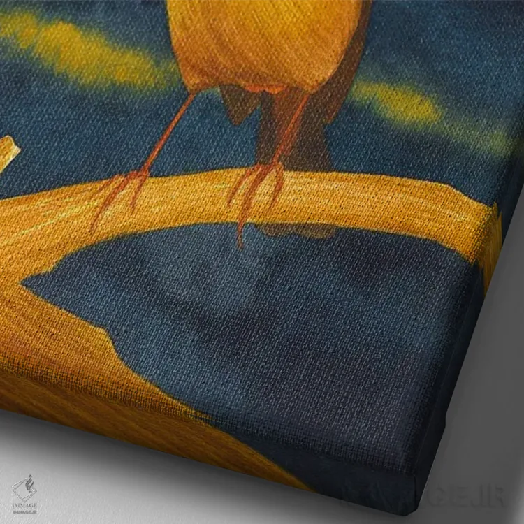 تابلو دکوراتیو درخت طلایی با پرنده طلایی اثر کارینا دانیلچوک - نمای نزدیک بافت بوم