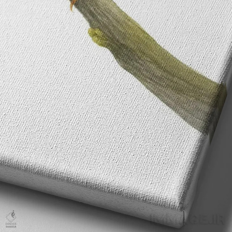 تابلو دکوراتیو فنچ طلایی روی شاخه اثر کارینا دانیلچوک - نمای نزدیک بافت بوم