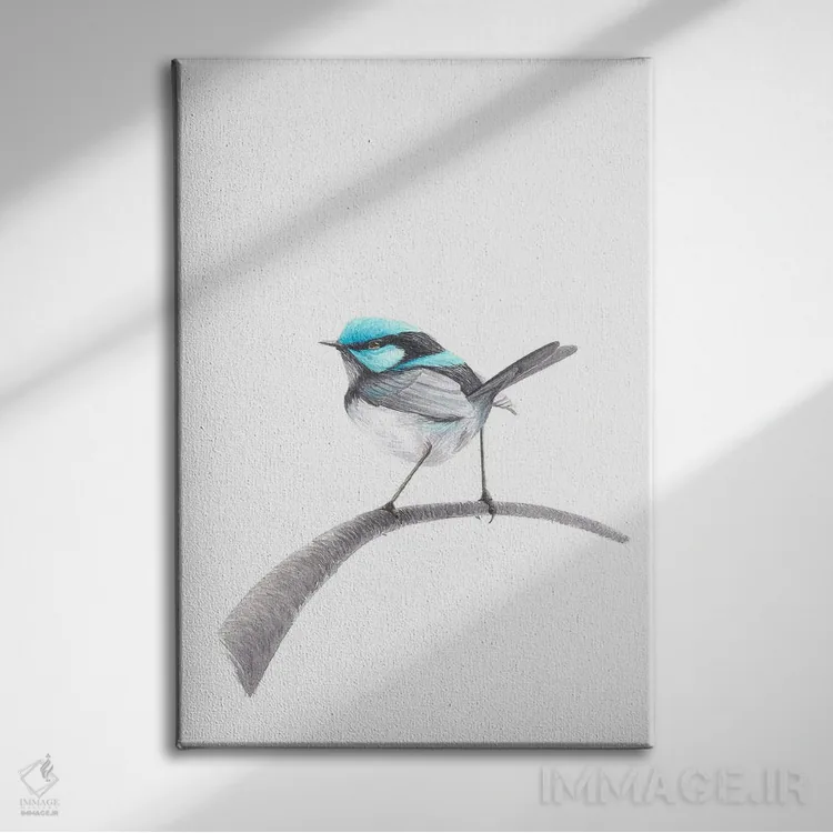 تابلو دکوراتیو پرنده الهام گرفته اثر کارینا دانیلچوک - نمای روبهرو روی دیوار