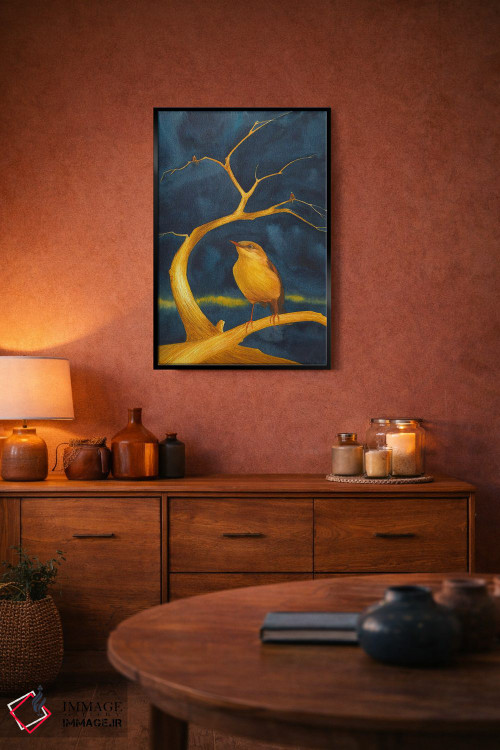 تابلو دکوراتیو درخت طلایی با پرنده طلایی اثر کارینا دانیلچوک - D4B