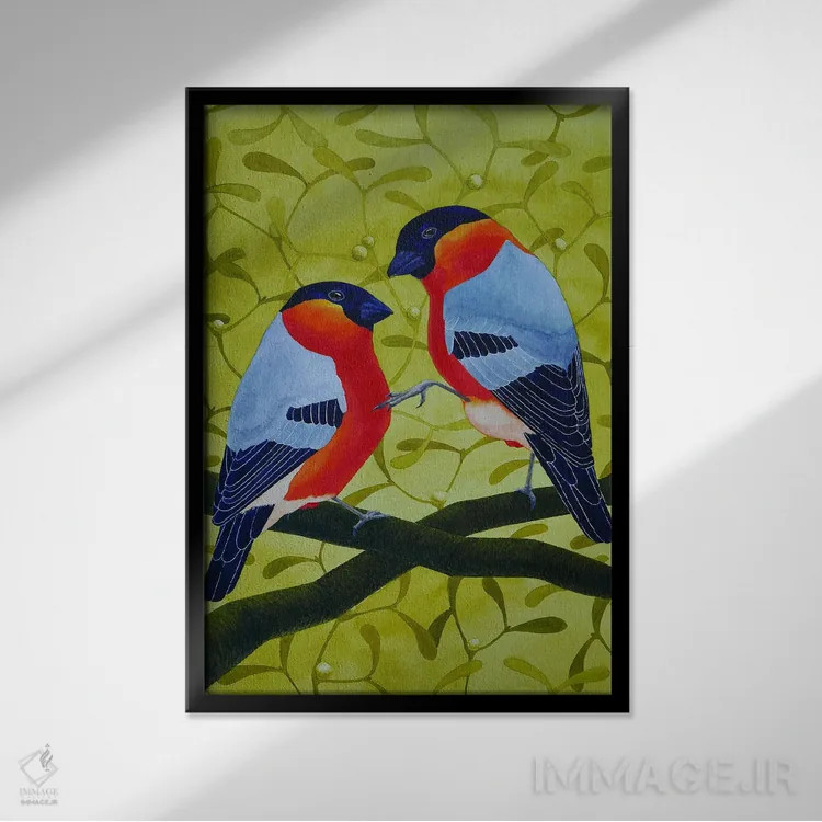 تابلو دکوراتیو فنچ سهره اثر کارینا دانیلچوک - نمای قابدار مشکی