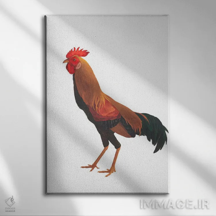 تابلو دکوراتیو خروس اوکراینی اثر کارینا دانیلچوک - نمای روبهرو روی دیوار