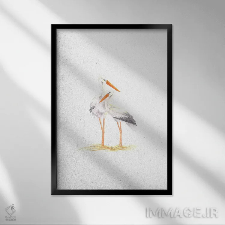 تابلو دکوراتیو مادر و بچه لک لک اثر کارینا دانیلچوک - نمای قابدار مشکی