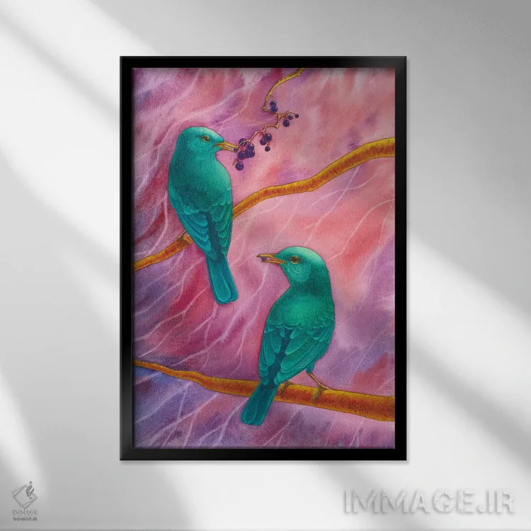 تابلو دکوراتیو داستان صورتی اثر کارینا دانیلچوک - نمای قابدار مشکی