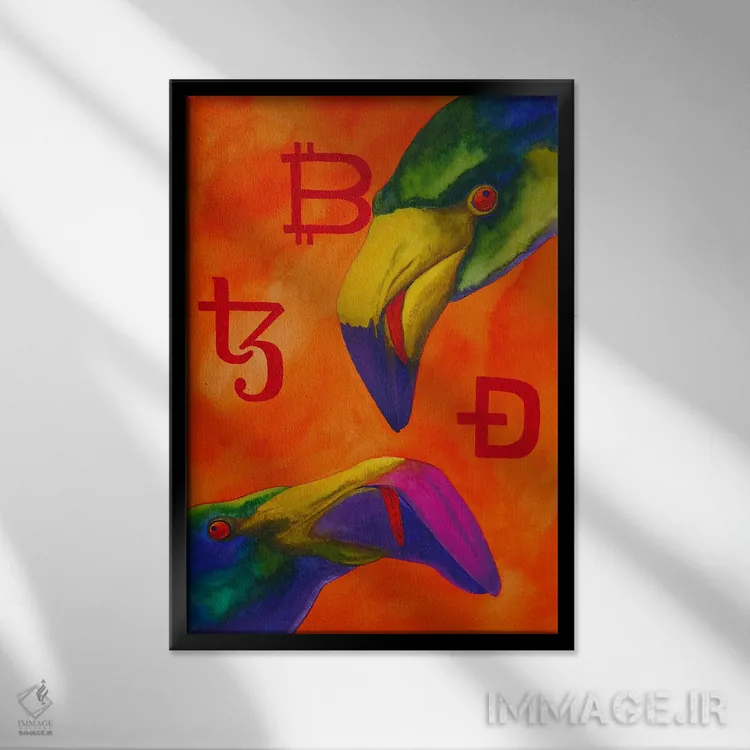 تابلو دکوراتیو عاشقان کریپتو اثر کارینا دانیلچوک - نمای قابدار مشکی