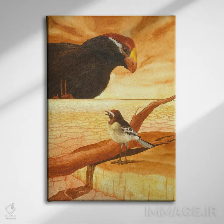 تابلو دکوراتیو نسل کشی زیست محیطی نوا کاخوکا اثر کارینا دانیلچوک - نمای روبهرو روی دیوار