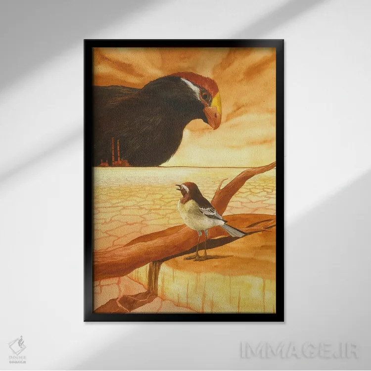 تابلو دکوراتیو نسل کشی زیست محیطی نوا کاخوکا اثر کارینا دانیلچوک - نمای قابدار مشکی