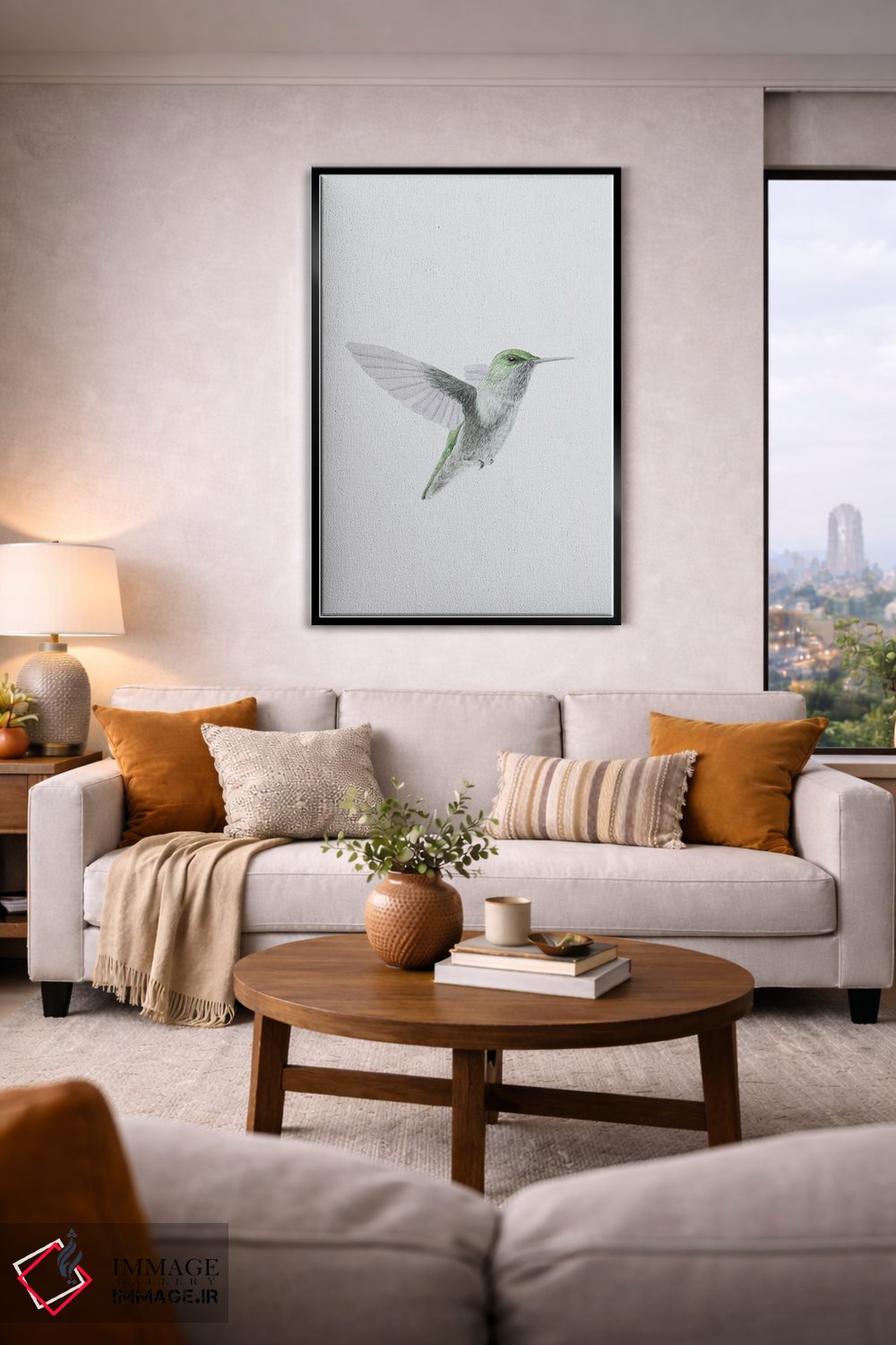 تابلو مینیمال مرغ مگس خوار در پرواز اثر کارینا دانیلچوک - D2B