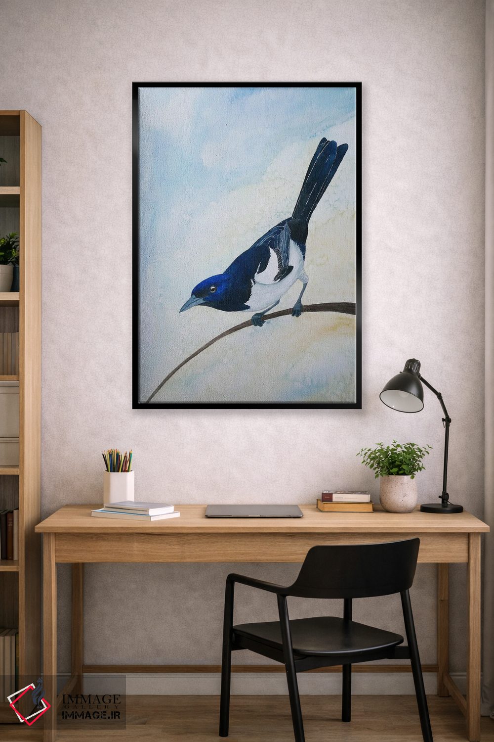 تابلو دکوراتیو زاغی آبی و زرد اثر کارینا دانیلچوک - D1B