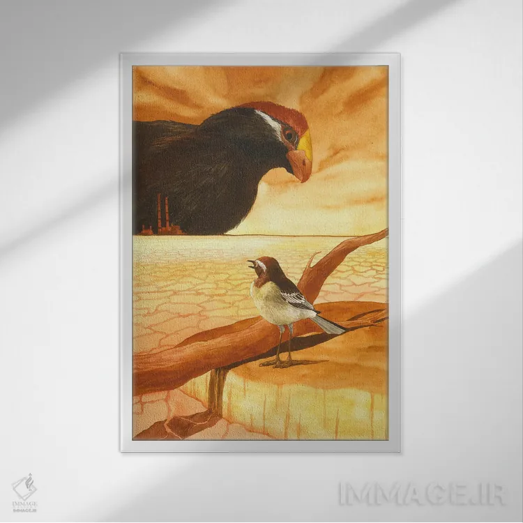 تابلو دکوراتیو نسل کشی زیست محیطی نوا کاخوکا اثر کارینا دانیلچوک - نمای قابدار سفید