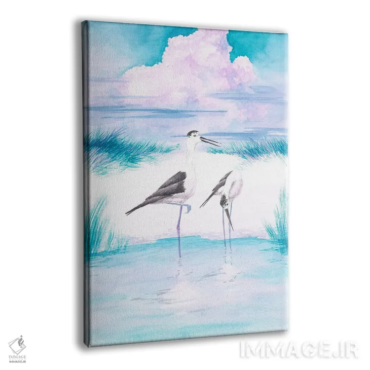 تابلو دکوراتیو پا بلند بال سیاه و غروب صورتی اثر کارینا دانیلچوک - نمای پرسپکتیو محصول