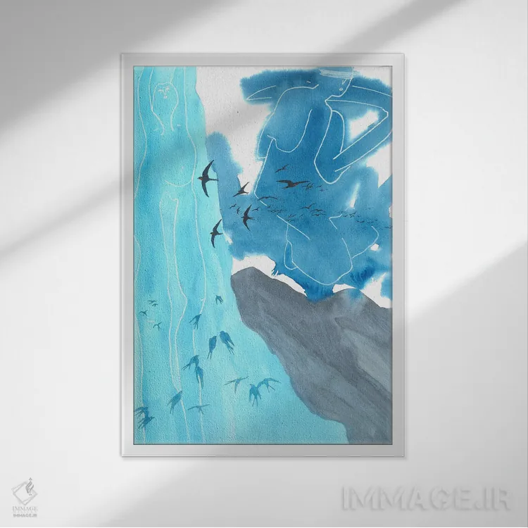 تابلو دکوراتیو پرستوها در آلپ ۱۹۷۴ اثر کارینا دانیلچوک - نمای قابدار سفید