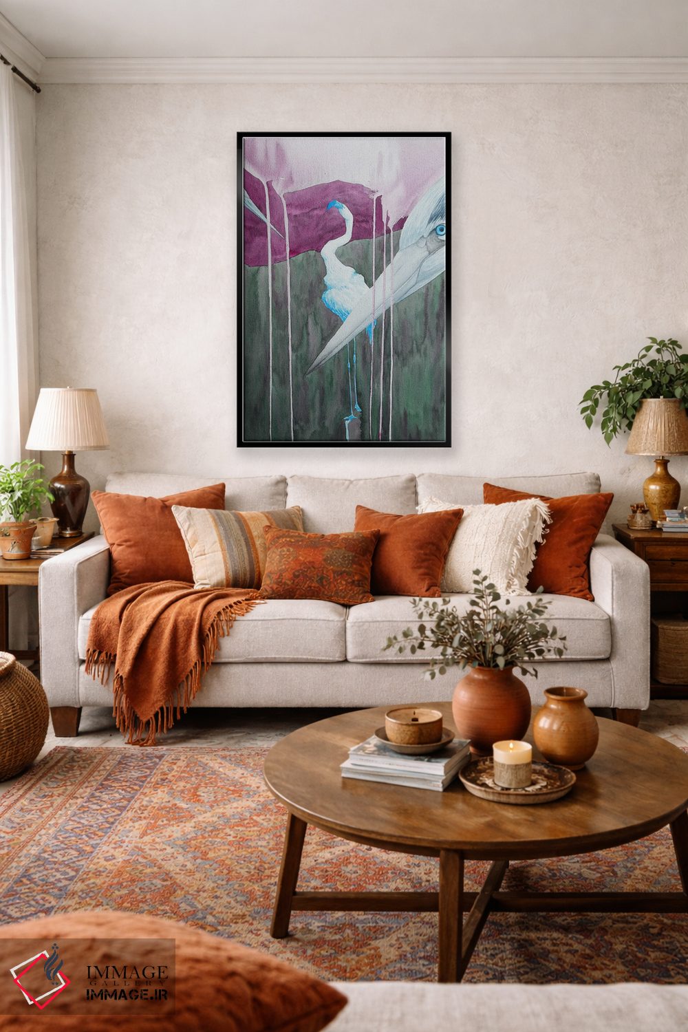 تابلو دکوراتیو دو حواصیل در جنگل اثر کارینا دانیلچوک - D3B