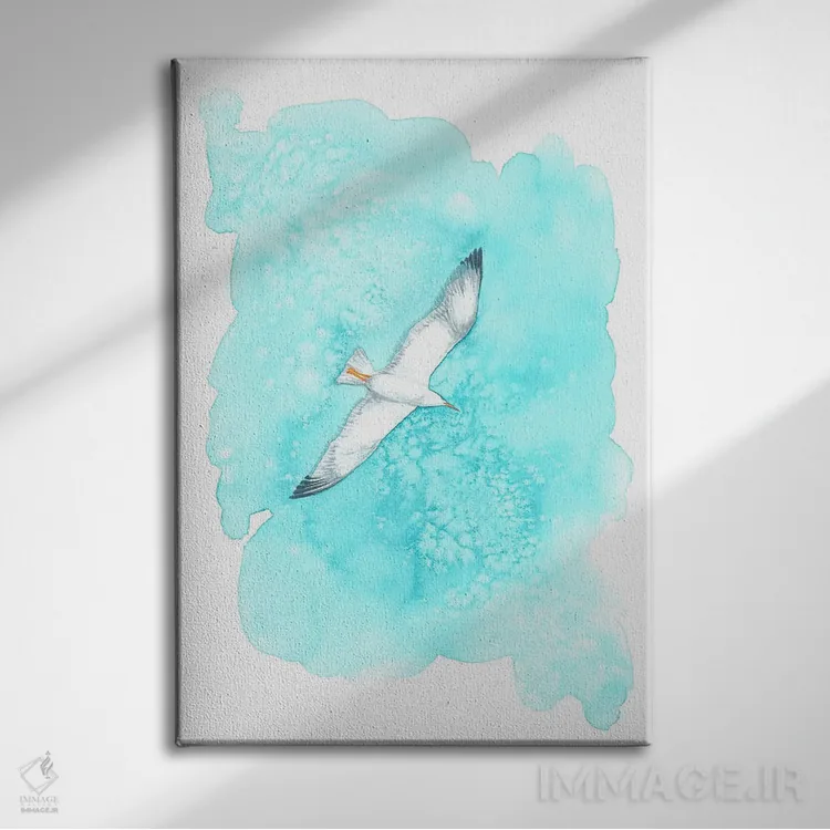تابلو دکوراتیو مرغ دریایی در حال پرواز اثر کارینا دانیلچوک - نمای روبهرو روی دیوار