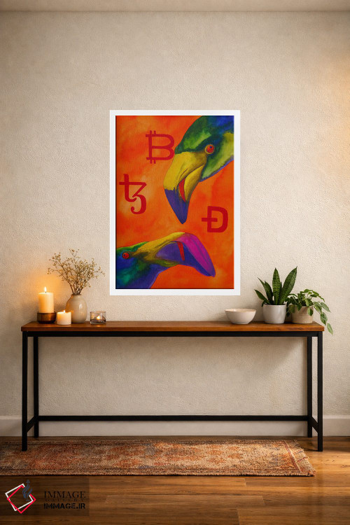 تابلو دکوراتیو عاشقان کریپتو اثر کارینا دانیلچوک - D3W