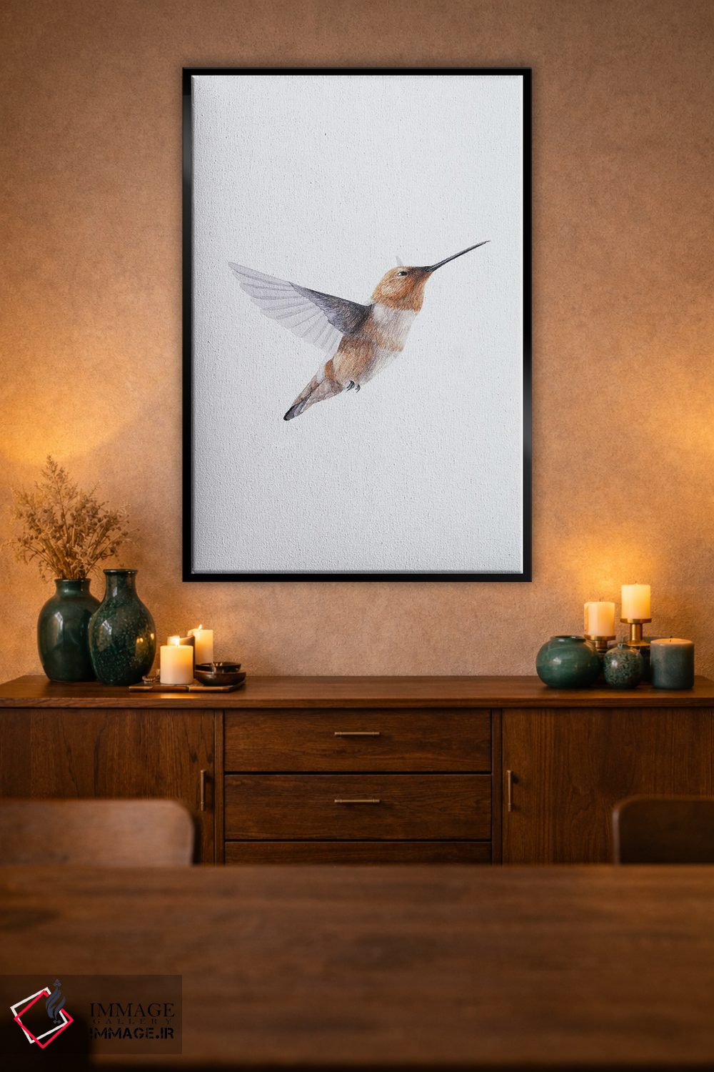 تابلو مینیمال مرغ مگس خوار قهوه ای اثر کارینا دانیلچوک - D2B